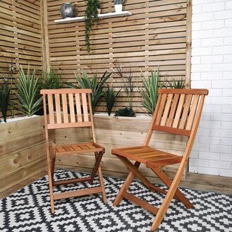 Samuel Alexander Set of 2 Bowness Outdoor Garden Patio Wooden Folding Chairs