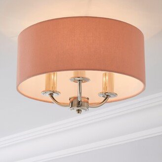 Dunelm Preston Bright Nickel Blush Pink Flush Ceiling Fitting Blush