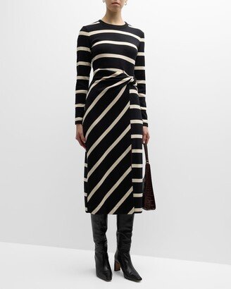 Cody Rugby Stripe Twisted Midi Shirt Dress