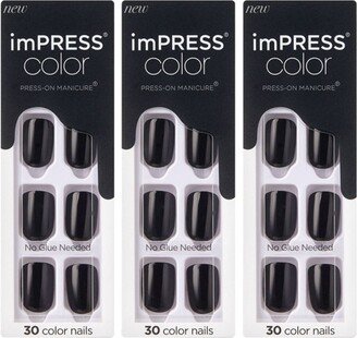 Kiss imPRESS Press-On Manicure Color Fake Nails - All Black - 3pk/90ct