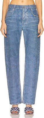 Leather Straight Leg Pant in Blue