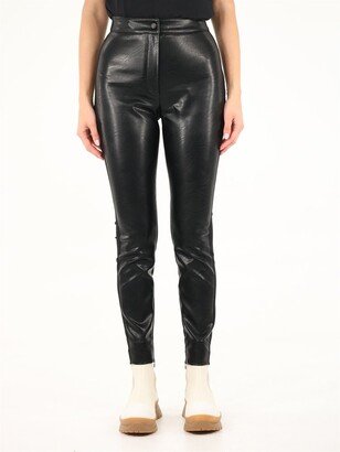 High-Waisted Leather Trousers-AQ