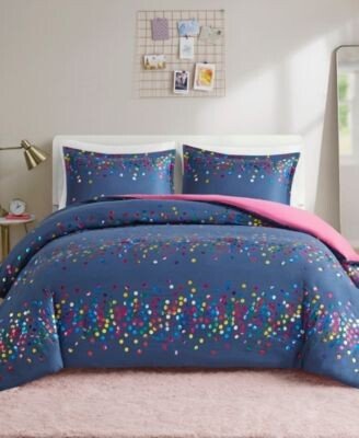 Janie Rainbow Iridescent Metallic Dot Duvet Cover Set Collection