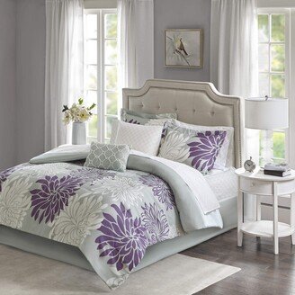 Gracie Mills Maible Complete Comforter and Cotton Sheet Set Purple King