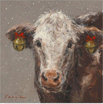 Mary Miller Veazie 'Patty The Brown Christmas Cow' Canvas Art - 24
