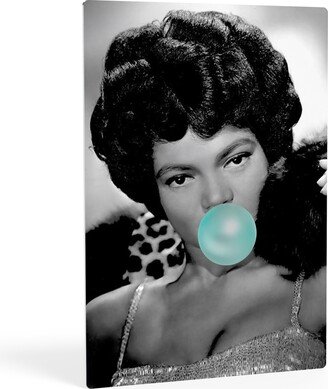 Eartha Kitt Teal Blue Bubble Gum Black & White Portrait African American Icon Pop Art Metal Living Room Home Decor Christmas Gift