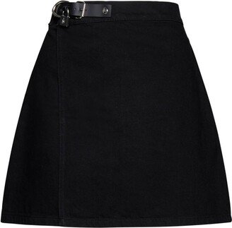 Padlock Strap Mini Denim Skirt