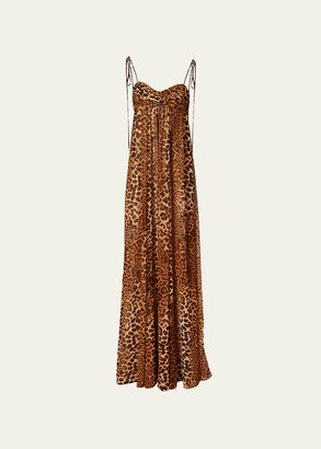 Leopard-Print Empire Waist Gown