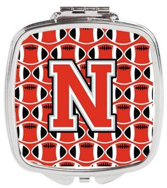 CJ1067-NSCM Letter N Football Scarlet & Grey Compact Mirror