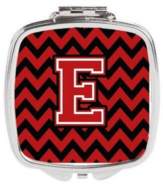 CJ1047-ESCM Letter E Chevron Black & Red Compact Mirror