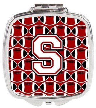 CJ1082-SSCM Letter S Football Cardinal & White Compact Mirror