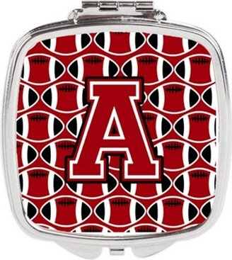 CJ1073-ASCM Letter A Football Red, Black & White Compact Mirror