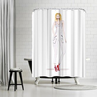 71 x 74 Shower Curtain, Dungarees White by Alison B