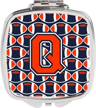 CJ1066-QSCM Letter Q Football Orange, Blue & White Compact Mirror