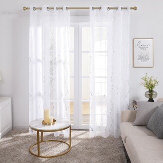 Sheer Voile Line Grommet Curtain Pair