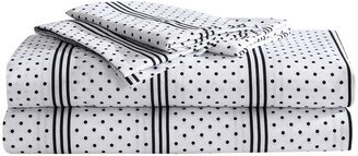 Dots And Stripes 4 Piece Microfiber Sheet Set, King