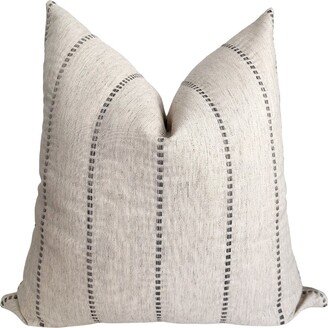 Embroidered Stripe | Gray Pillow Cover, Linen & Curated Cover in Gray, Hackner Home