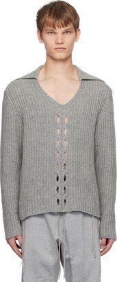 NVRFRGT Gray V-Neck Sweater