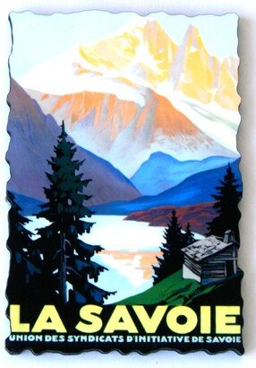 La Savoie France Travel Poster Fridge Magnet | Wood Style