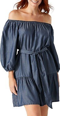 Chambray Off The Shoulder Dress Cover Up