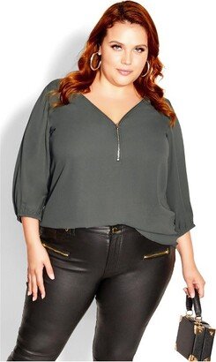 | Women's Plus Size Sexy Fling Elbow Sleeve Top - deep - 18W