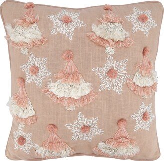 Saro Lifestyle Embroidered Pillow With Trees and Snowflakes Design
