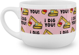 Mugs: I Dig You! - Excavator - Pink Latte Mug, White, 25Oz, Pink