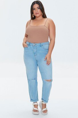 Plus Size Distressed Boyfriend Jeans-AA