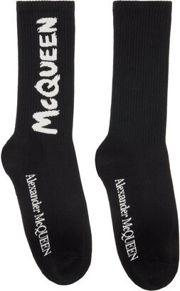 Black & Off-White Graffiti Socks