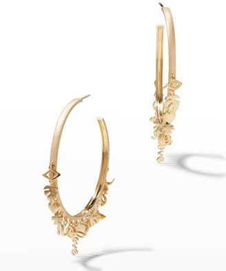 14k Yellow Gold Icon Fringe Anniversary Hoop Earrings