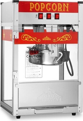 Olde Midway Commercial Popcorn Machine, Bar Style Popper with 8 Ounce Kettle, Red