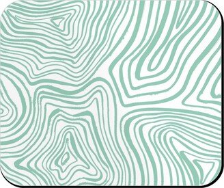 Mouse Pads: Abstract Wavy Lines - Green Mouse Pad, Rectangle Ornament, Green