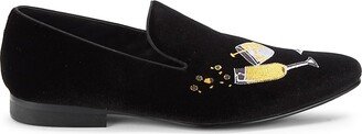 Embroidered Velvet Smoking Slippers