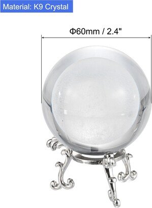 Unique Bargains 1Set 60mm/2.4 K9 Crystal Decorative Ball w Box and Metal Stand Clear