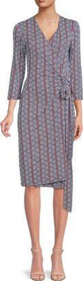 Renee C. Geometric Midi Wrap Dress