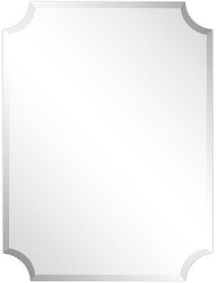 Frameless Rectangle Scalloped Beveled Wall Mirror