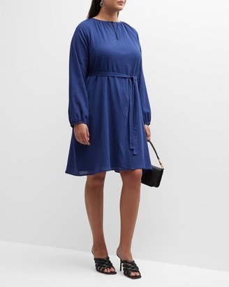 Whitney Morgan Plus Size Blouson-Sleeve Keyhole Midi Dress