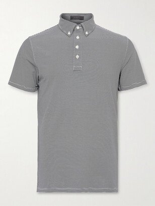 Feeder Button-Down Collar Striped Tech-Piqué Golf Polo Shirt