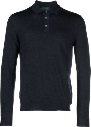 Mélange Fine-Knit Polo Shirt