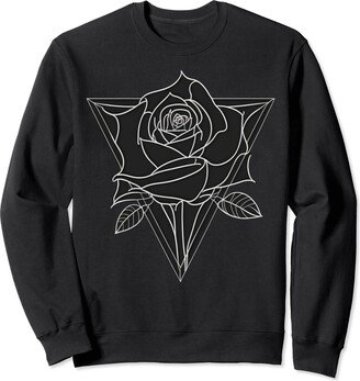 Rose flower for Rose women and men Black and white Abstract Geometric Rose Sweatshirt