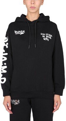 Disclaimer Logo Print Drawstring Hoodie