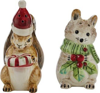 Park Designs Farmhouse Snowman Salt & Pepper Set - Red