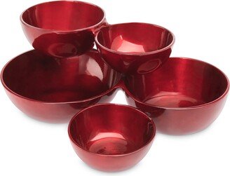 Red Cluster Serving Bowls, Set of 5