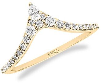 Splendide 18K Yellow Gold & Diamond V Ring