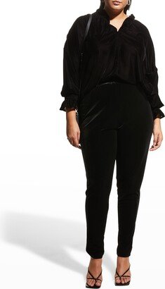 Plus Size Stretch Velvet Slim Legging Pants