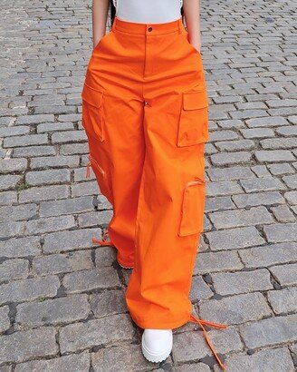 Signature Women's Fire Orange Sporty Cargo Pant on @jennylinnnn