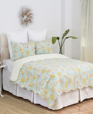 St. Martin Blue King 3 Piece Quilt Set