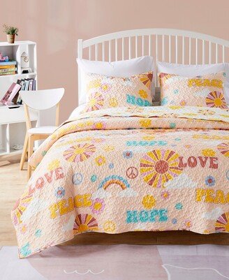 Cassidy Retro Style Reversible 2 Piece Quilt Set, Twin