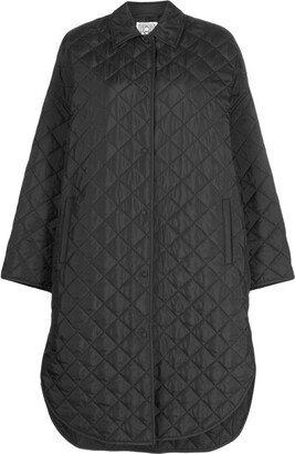 Diamond-Quilted Single-Breasted Raincoat