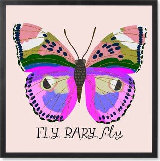 Photo Tiles: Butterfly Fly Baby Fly - Pink Photo Tile, Black, Framed, 8X8, Pink